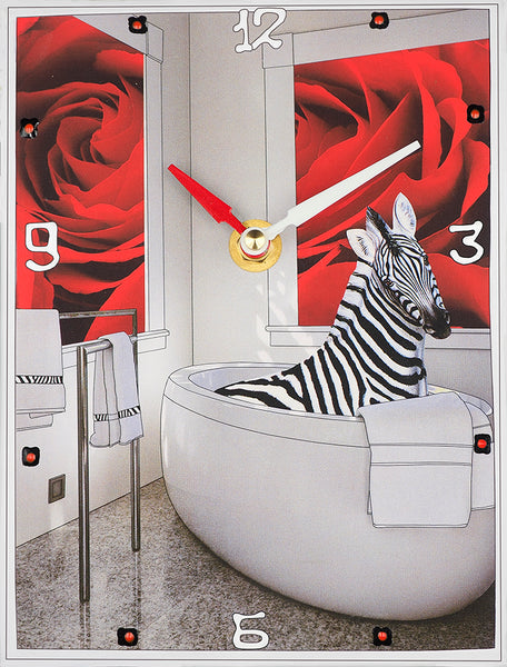 Zebra in the Tub #2 Collage Clock