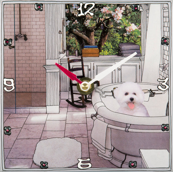 Bichon Frise in the Tub, Collage clock