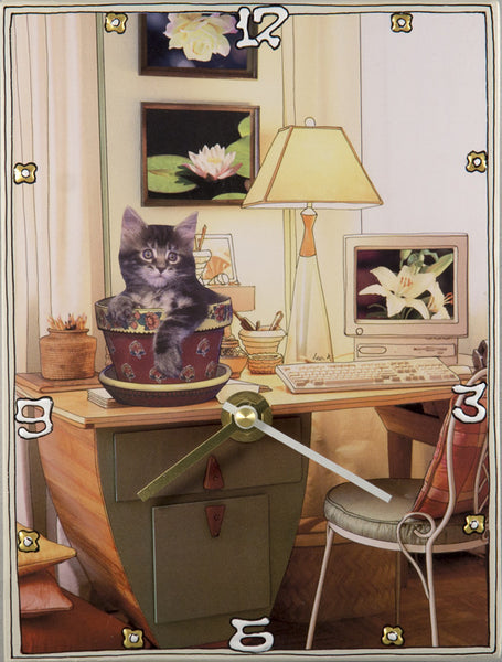 Potted Cat, Collage Clock