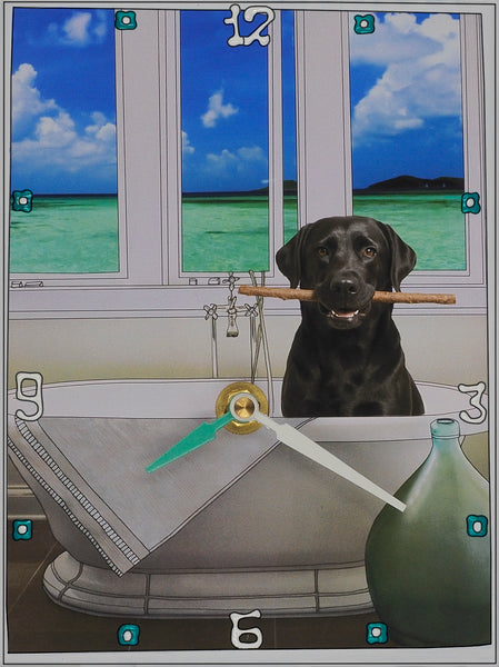 Got Stick Black Lab, Collage Clock