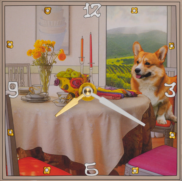 Corgi dinning, Collage clock