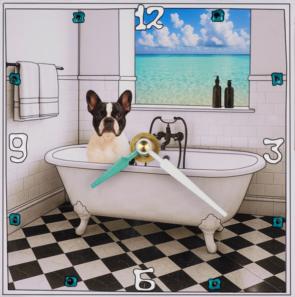 French Buldog, Collage Clock