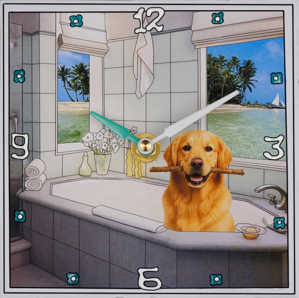 Got Stick golden? retriever, Collage Clock