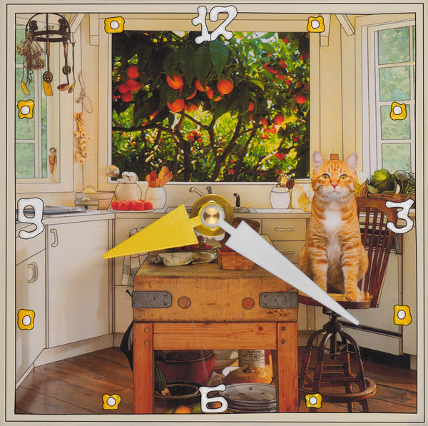 Cat And Oranges, Collage Clock