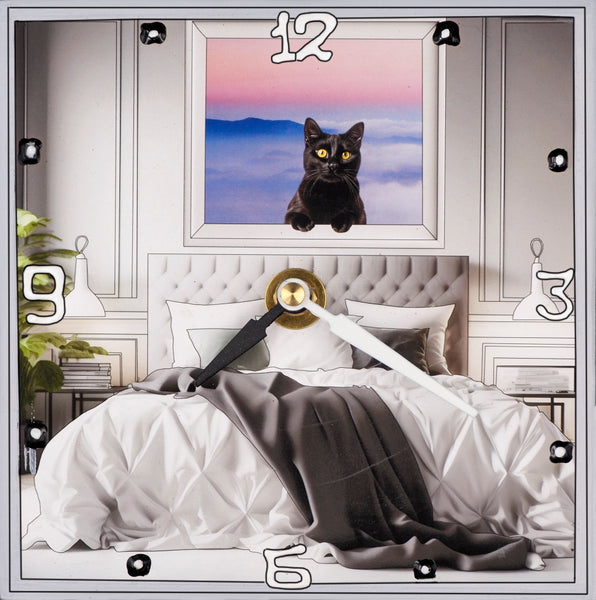 peep in the window, collage clock