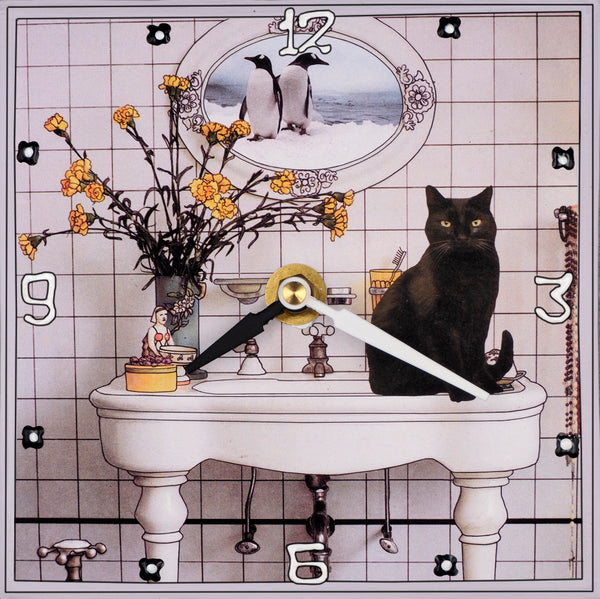 Penguins & Black Cat , Collage Clock