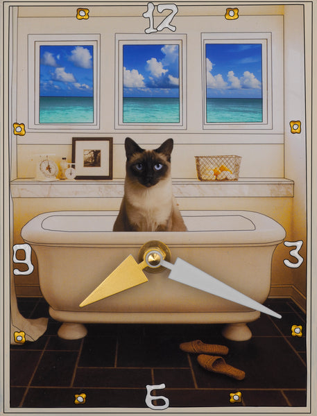 Siamese Cat, Collage Clock