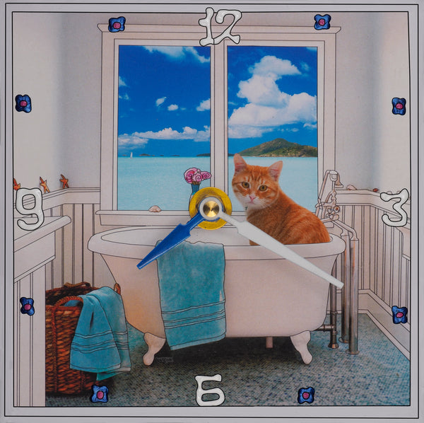 Tabby In The Tub, Collage Clock