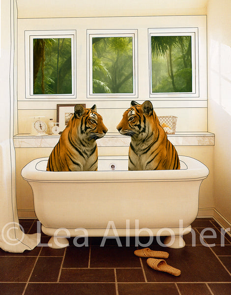 Tigers, Collage Metal Print