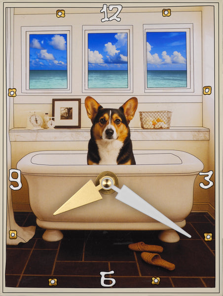 Tri Color Corgi, Collage Clock