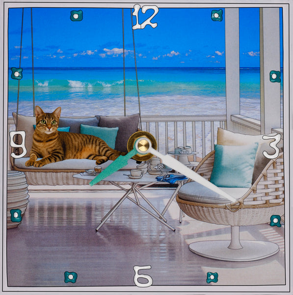 Tabby and waves, Collage Clock