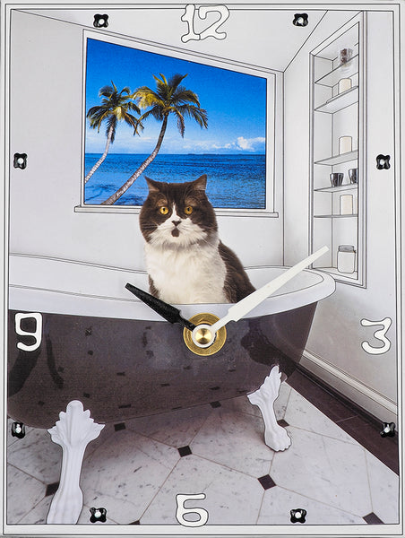 Tuxedo cat #2, Collage Clock