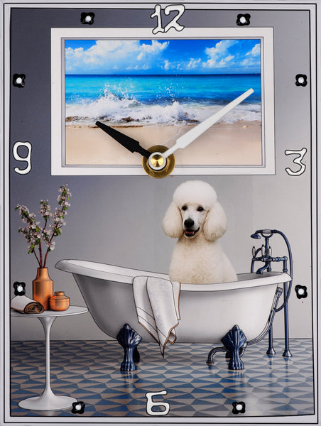 White Poodle, Collage Clock