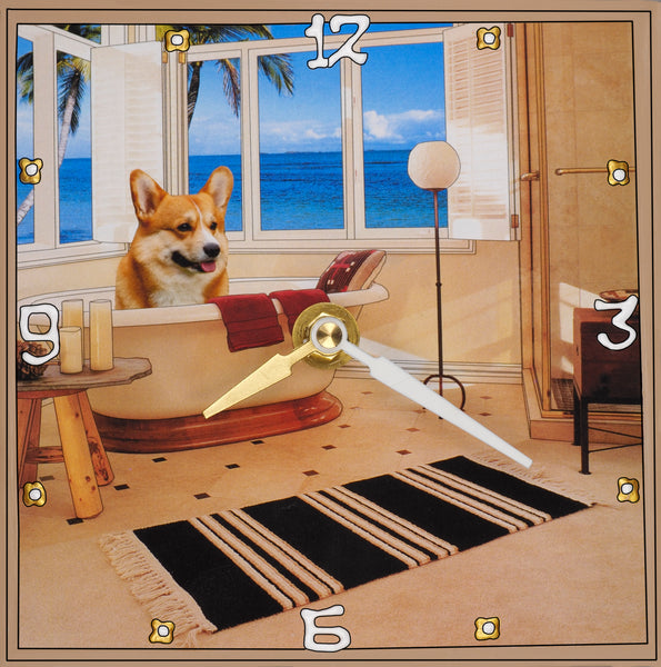 Corgi in the Tub, Collage clock
