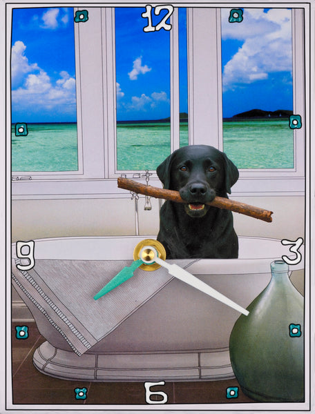 Got Stick Black Lab, Collage Clock