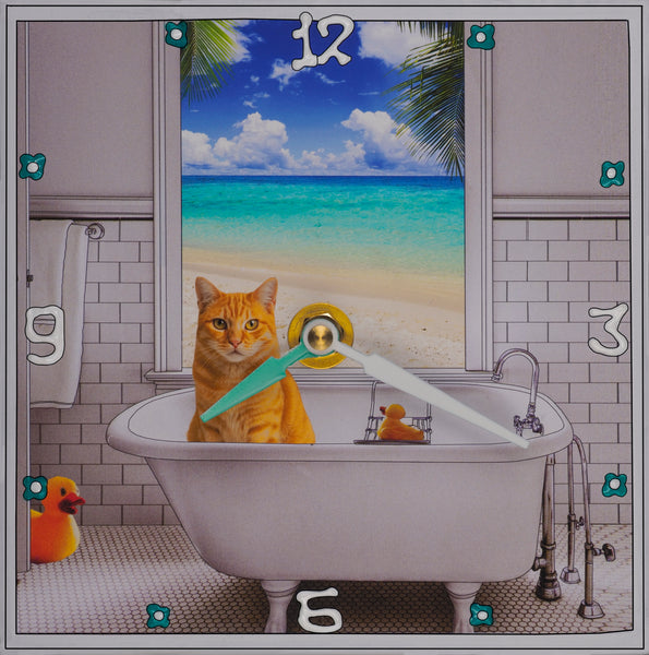 Orange tabby, Collage Clock