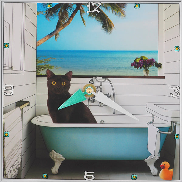 Cat In The Tub, Collage Clock