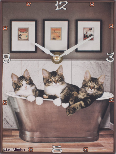 Cats Get Cozy in the Tub, Collage Clock