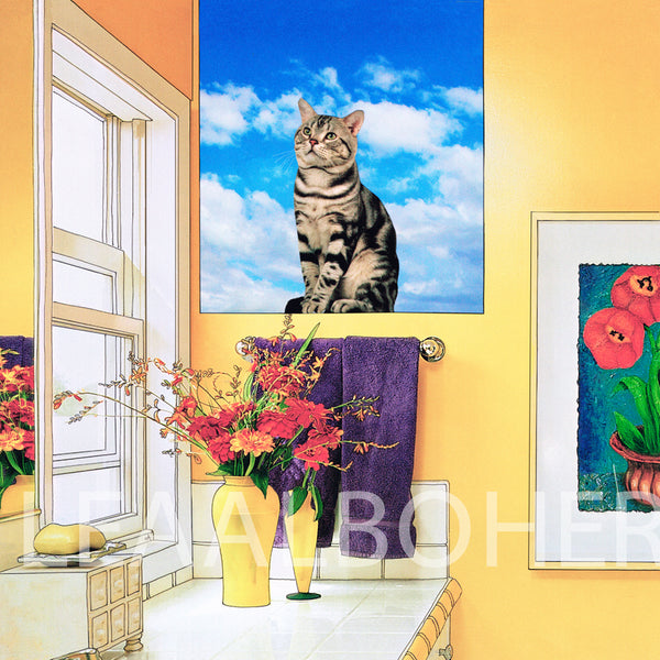 Cat On The Window Sill, metal print