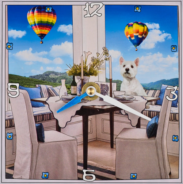 Westie and Balloons, Collage Clock