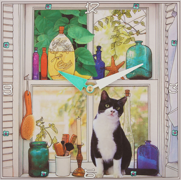 Tuxedo Cat Collage Clock