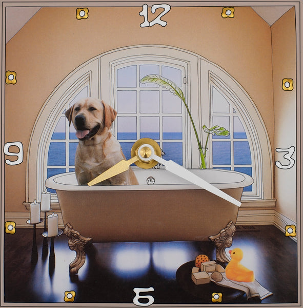Yellow Lab and a duck, Collage clock