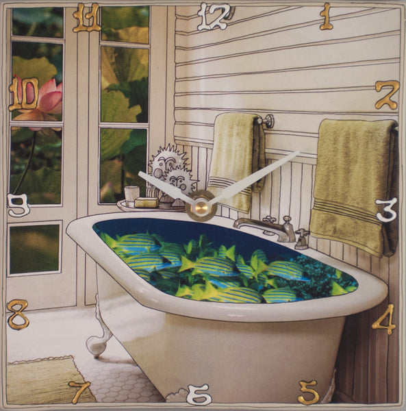 Tropical Tub Collage Clock