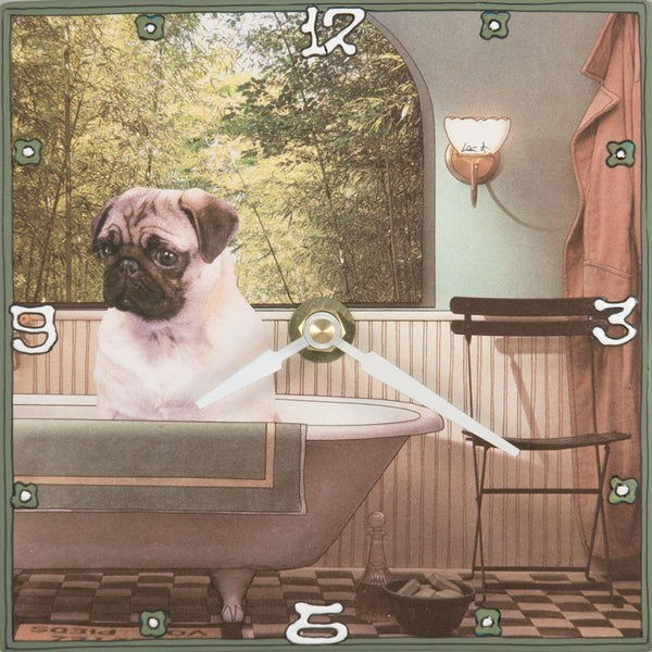 Pug in Tub Collage Clock