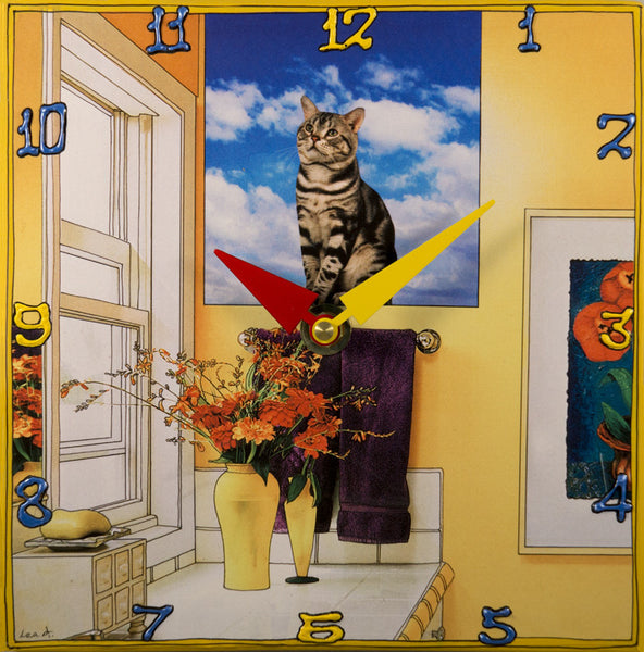 Cat on the Window Sill, Collage clock